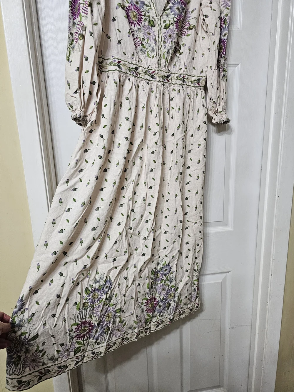 Max Studio Cream Maxi Dress with Purple Floral - Picture 2 of 10